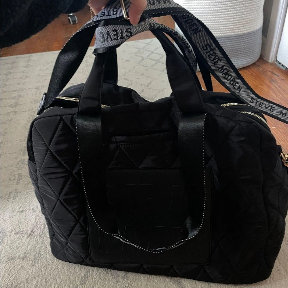 Steve Madden Quilted Black Travel Bag